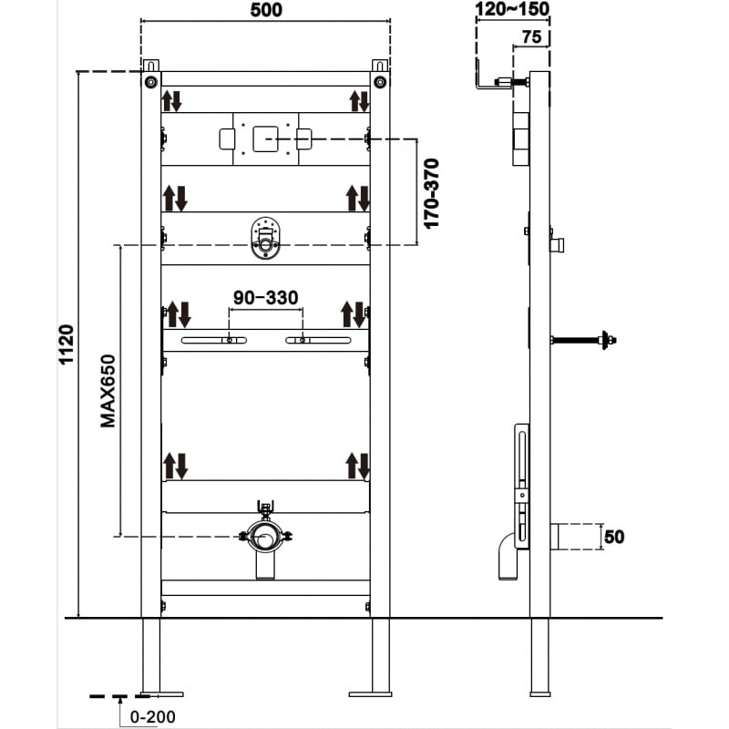 Mexen Tex P concealed frame for urinal - 61998