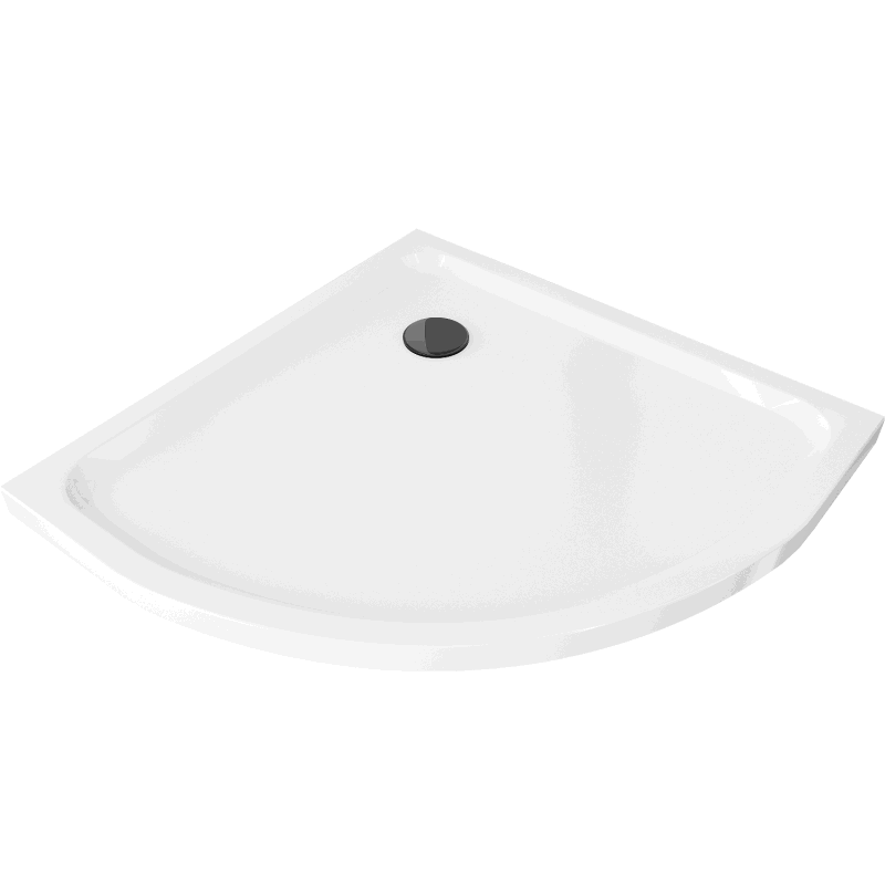 Mexen Flat halve ronde douchebak slim 100 x 100 cm, wit, zwarte sifon - 41101010B
