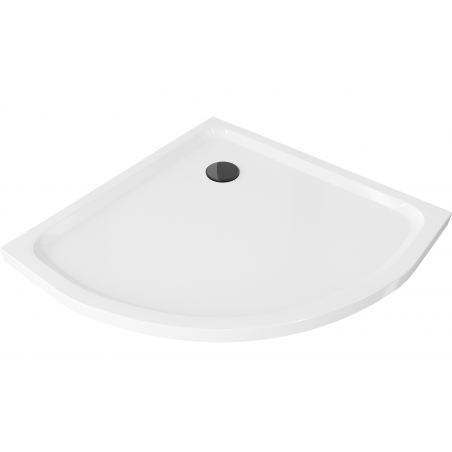 Mexen Flat Duschwanne halbkreisförmig slim 100 x 100 cm, weiß, Siphon schwarz - 41101010B