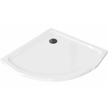 Mexen Flat halve ronde douchebak slim 100 x 100 cm, wit, zwarte sifon - 41101010B