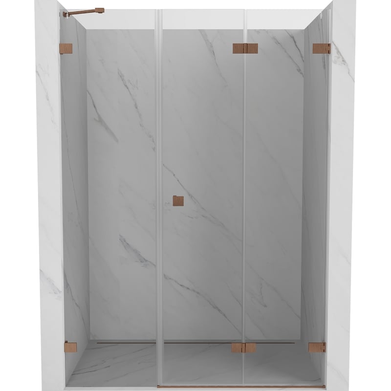 Mexen Lunar-F faltbare Duschabtrennung rechts 135 cm, transparent, gebürstetes Kupfer - 836S-135-050-65-00-P