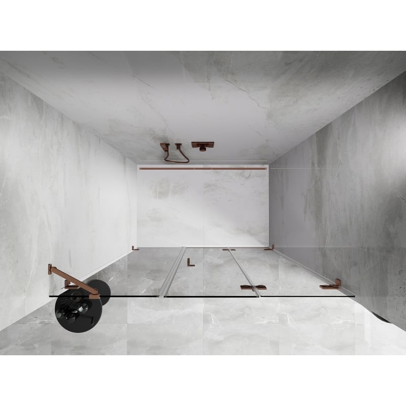 Mexen Lunar-F porte de douche pliantes droite 140 cm, transparent, cuivre brossé - 836S-140-050-65-00-P
