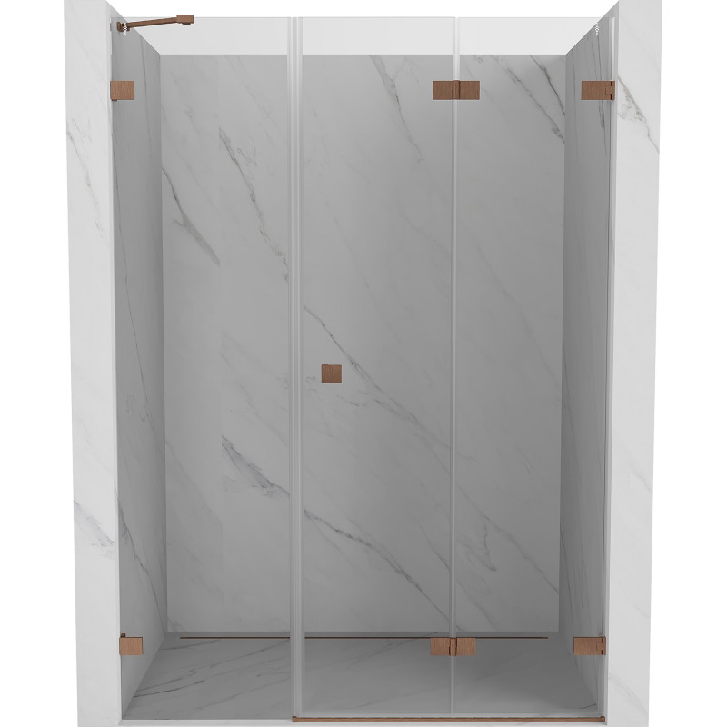 Mexen Lunar-F drzwi prysznicowe składane prawe 145 cm, transparent, miedź szczotkowana - 836S-145-050-65-00-P