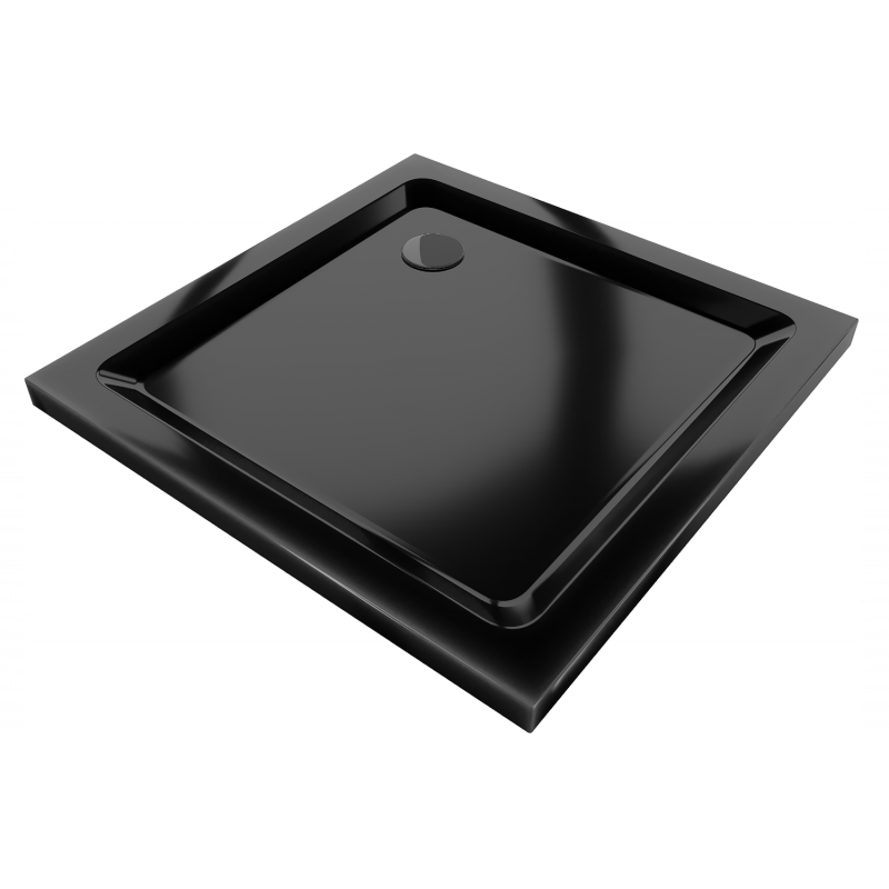 Bac à douche carré slim Mexen Flat 70 x 70 cm, noir, siphon noir - 40707070B