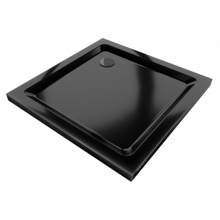 Mexen Flat kwadratische douchebak slim 70 x 70 cm, zwart, zwarte sifon - 40707070B