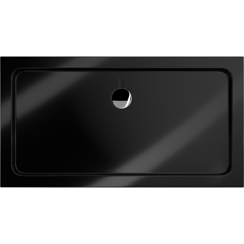 Mexen Flat plato de ducha rectangular slim 140 x 70 cm, negro, sifón cromo - 40707014