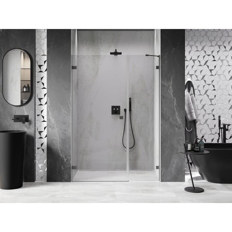 Mexen Lunar-B porte de douche battante gauche 130 cm, transparent, métal canon - 832S-130-050-95-00-L