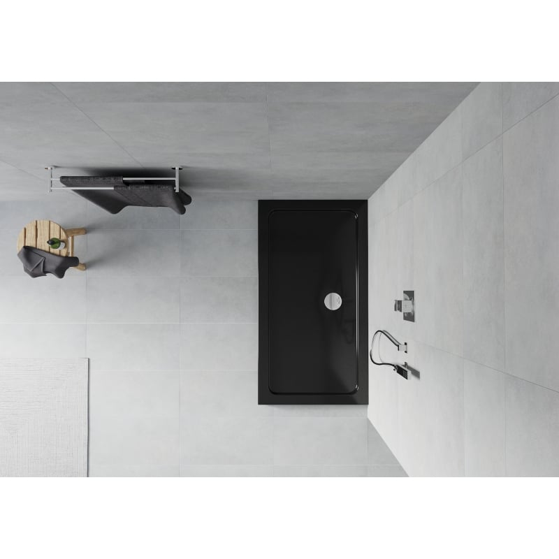 Mexen Flat rectangular slim shower tray 120 x 70 cm, black, chrome siphon - 40707012