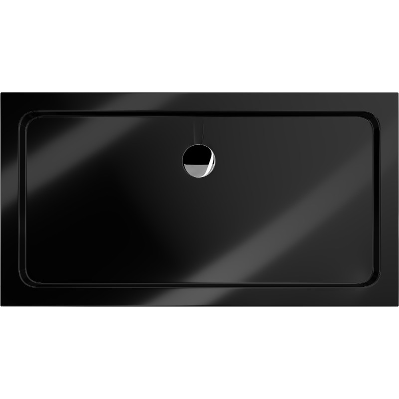 Mexen Flat rectangular slim shower tray 130 x 70 cm, black, chrome siphon - 40707013