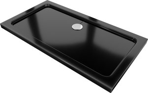 Mexen Flat ristkülikukujuline slim dušialus 130 x 70 cm, must, kroom sifoon - 40707013