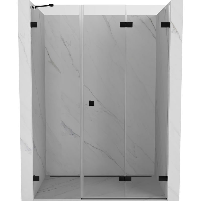 Mexen Lunar-F zložljiva pršna vrata desna 135 cm, prozorna, črna - 836S-135-050-70-00-P