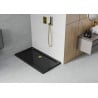 Mexen Flat rectangular slim shower tray 120 x 70 cm, black, gold siphon - 40707012G