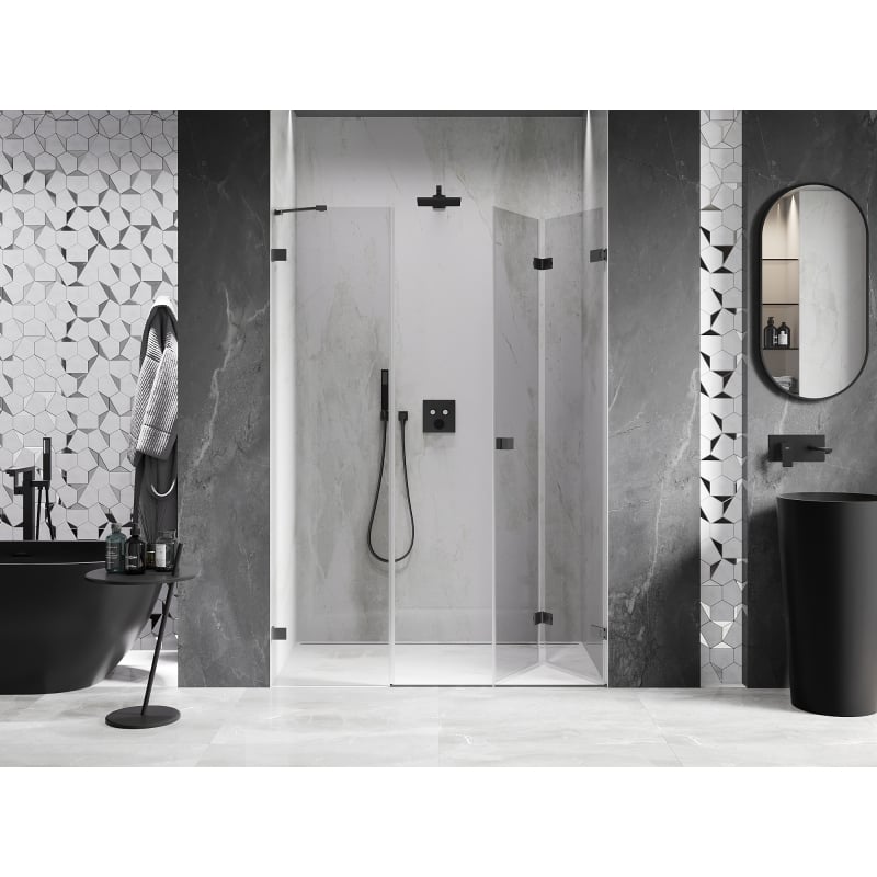 Mexen Lunar-F kokkupandavad dušinurga uksed paremal 145 cm, läbipaistev, gun metal - 836S-145-050-95-00-P