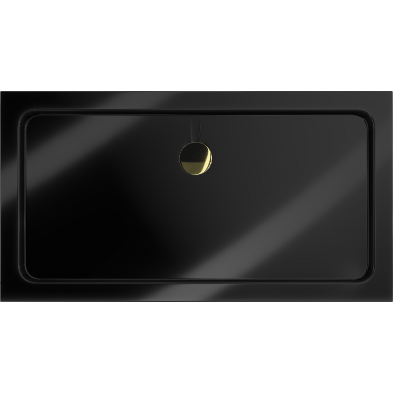 Mexen Flat piatto doccia rettangolare slim 130 x 70 cm, nero, sifone dorato - 40707013G