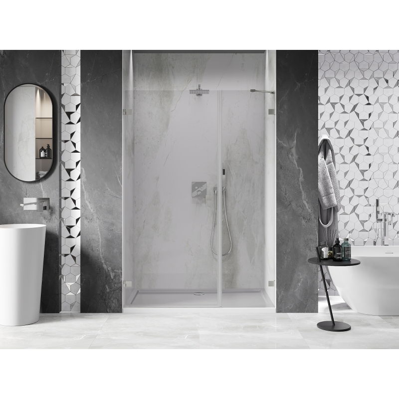 Mexen Lunar-B left hinged shower door 125 cm, transparent, brushed nickel - 832S-125-050-97-00-L
