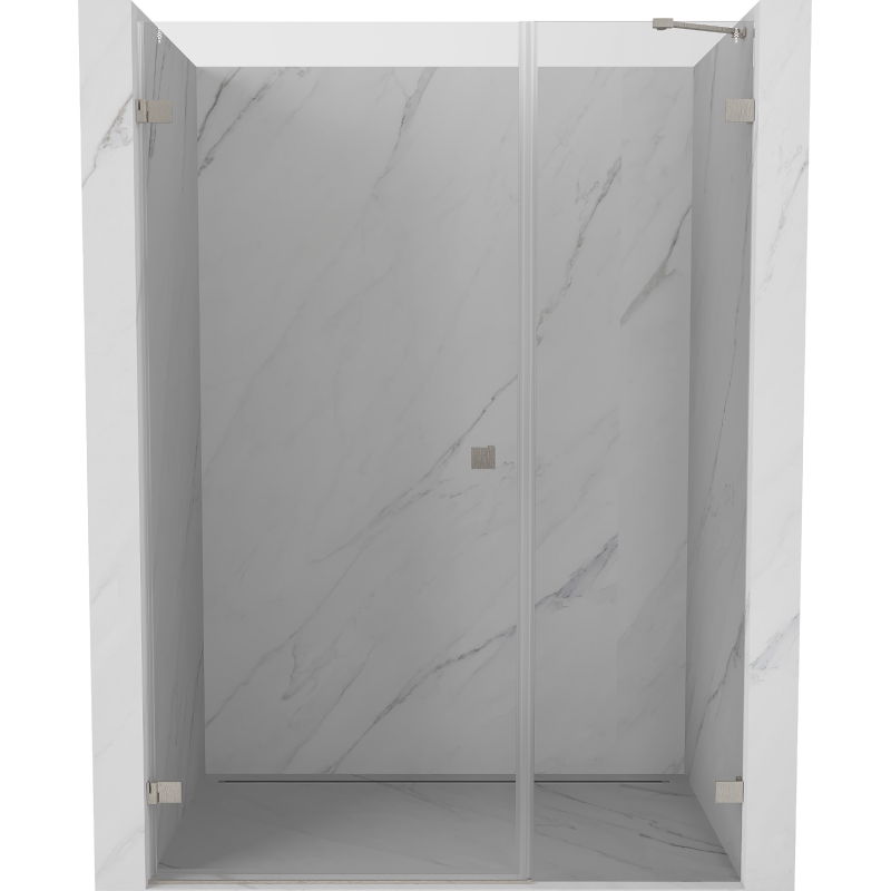 Mexen Lunar-B Duschdrehtür links öffnend 135 cm, transparent, gebürsteter Nickel - 832S-135-050-97-00-L