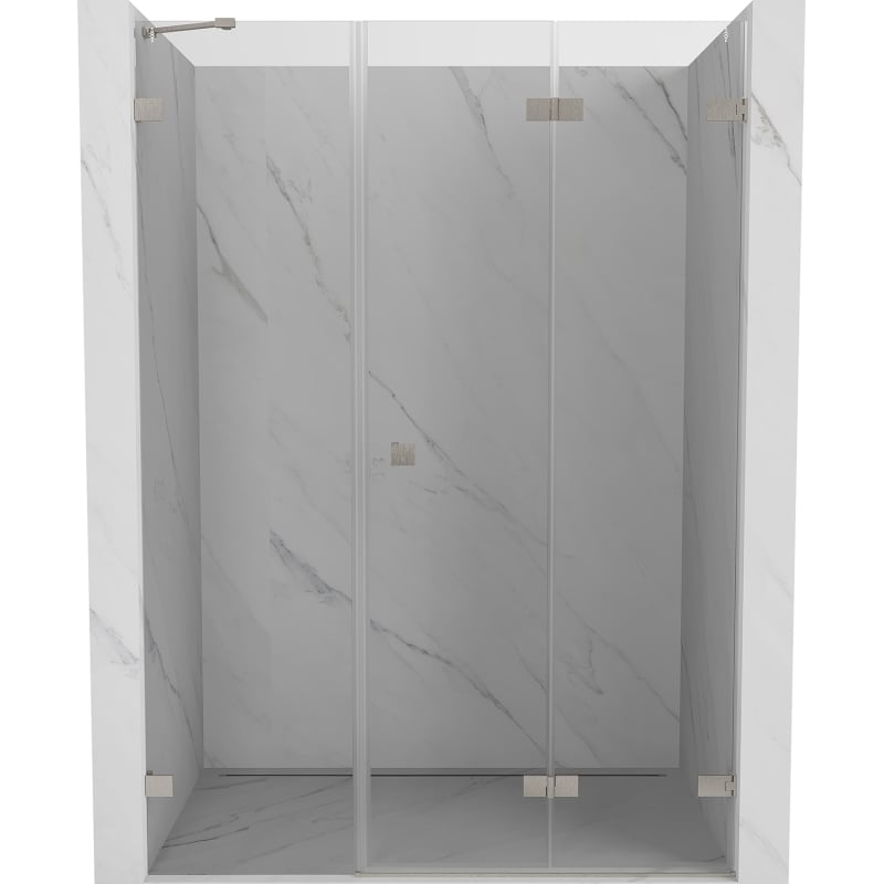 Mexen Lunar-F preklopna tuš vrata desna 120 cm, prozirna, brušeni nikal - 836S-120-050-97-00-P
