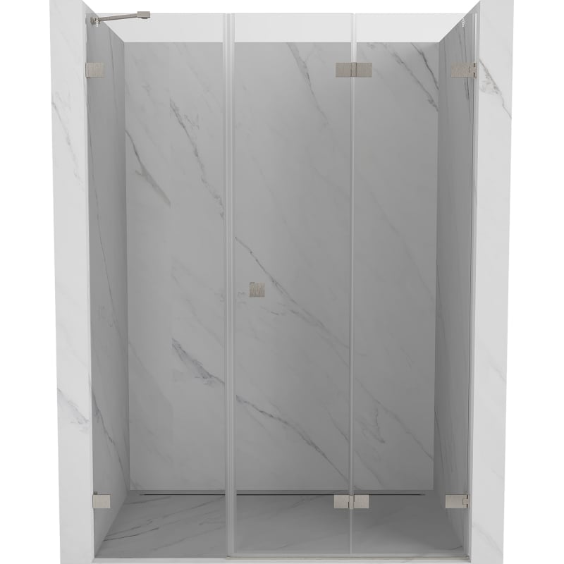 Mexen Lunar-F drzwi prysznicowe składane prawe 145 cm, transparent, nikiel szczotkowany - 836S-145-050-97-00-P