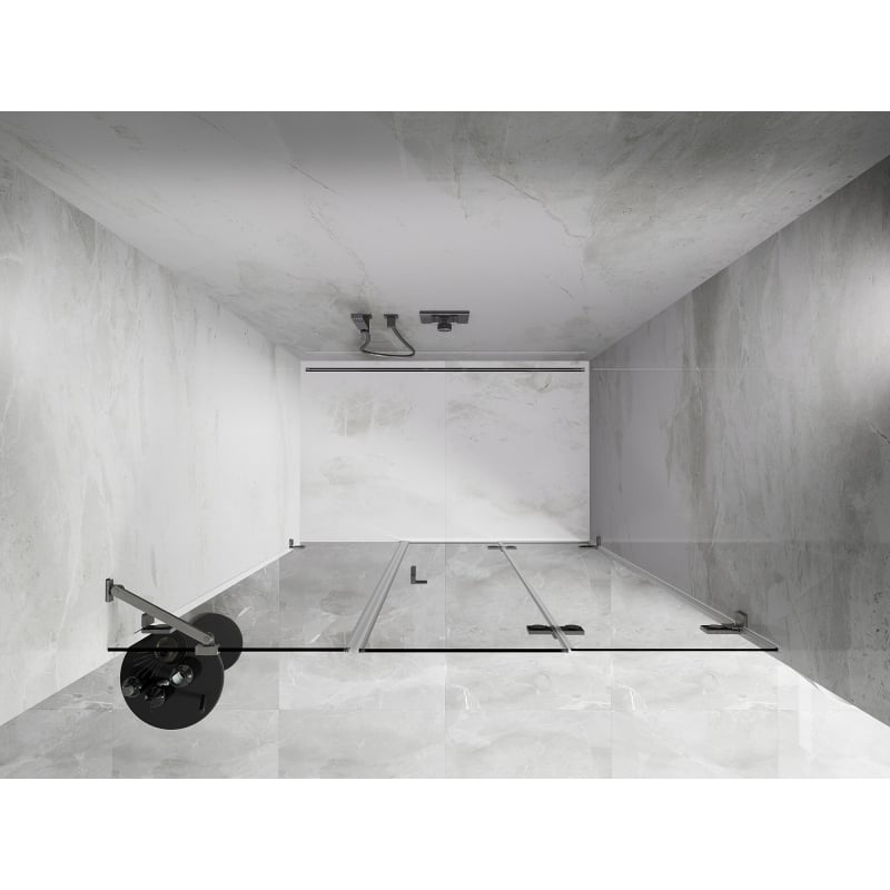Mexen Lunar-F folding shower door right 150 cm, transparent, brushed nickel - 836S-150-050-97-00-P