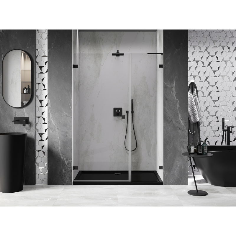Mexen Lunar-B L Left Hinged Shower Door 115 cm, Transparent, Black - 832SL-115-050-70-00-L