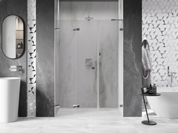Mexen Lunar-F L preklopna lijeva tuš vrata 115 cm, prozirna, krom - 836SL-115-050-01-00-L
