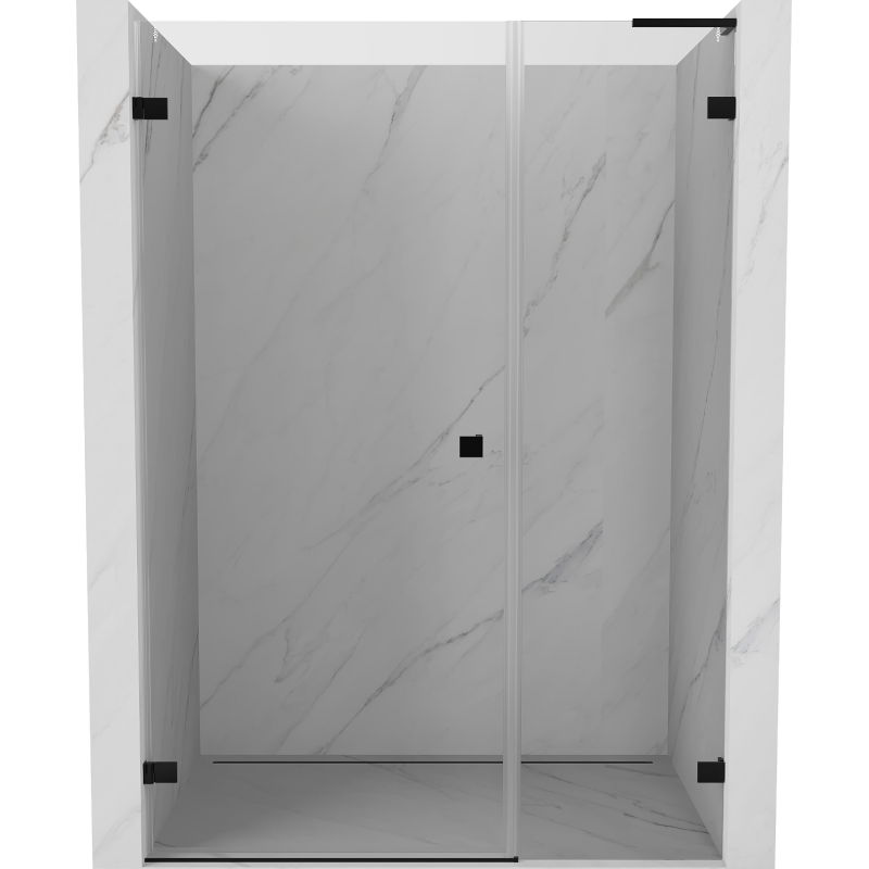 Mexen Lunar-B L draaideur douchedeur links 135 cm, transparant, zwart - 832SL-135-050-70-00-L