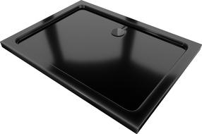 Mexen Flat rectangular shower tray slim 90 x 80 cm, black, black siphon - 40708090B