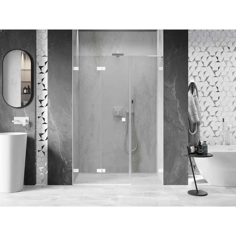 Mexen Lunar-F L vouwdeur douche links 110 cm, transparant, wit - 836SL-110-050-20-00-L