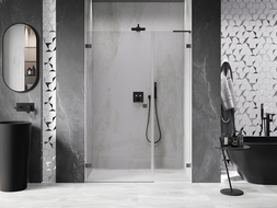 Mexen Lunar-B L linke, schwenkbare Duschabtrennung 125 cm, transparent, Gun Metal - 832SL-125-050-95-00-L