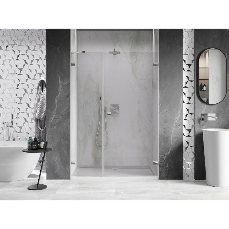 Mexen Lunar-B puertas de ducha abatibles derechas 140 cm, transparente, cromo - 832S-140-050-01-00-P