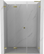 Mexen Lunar-F L vouwdeuren douche links 130 cm, transparant, goud - 836SL-130-050-50-00-L