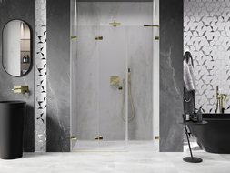 Mexen Lunar-F L porte de douche pliantes gauche 130 cm, transparent, doré - 836SL-130-050-50-00-L