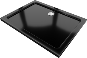 Mexen Flat ristkülikukujuline dušinurk slim 140 x 90 cm, must, kroom sifoon - 40709014