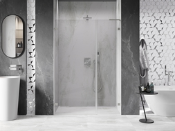 Mexen Lunar-B L Schwingtür für Dusche links 110 cm, transparent, gebürsteter Nickel - 832SL-110-050-97-00-L