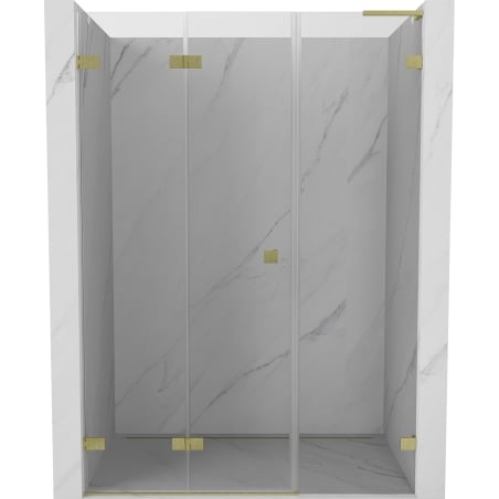 Mexen Lunar-F L drzwi prysznicowe składane lewe 130 cm, transparent, złote szczotkowane - 836SL-130-050-55-00-L