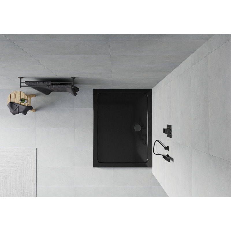 Mexen Flat receveur de douche rectangulaire slim 110 x 90 cm, noir, siphon noir - 40709011B