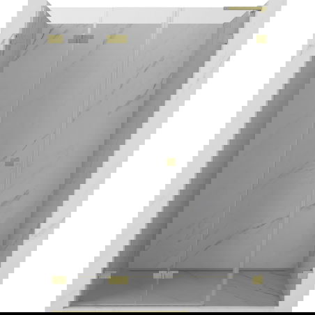 Mexen Lunar-F L faltbare Duschabtrennung links 140 cm, transparent, gebürstetes Gold - 836SL-140-050-55-00-L