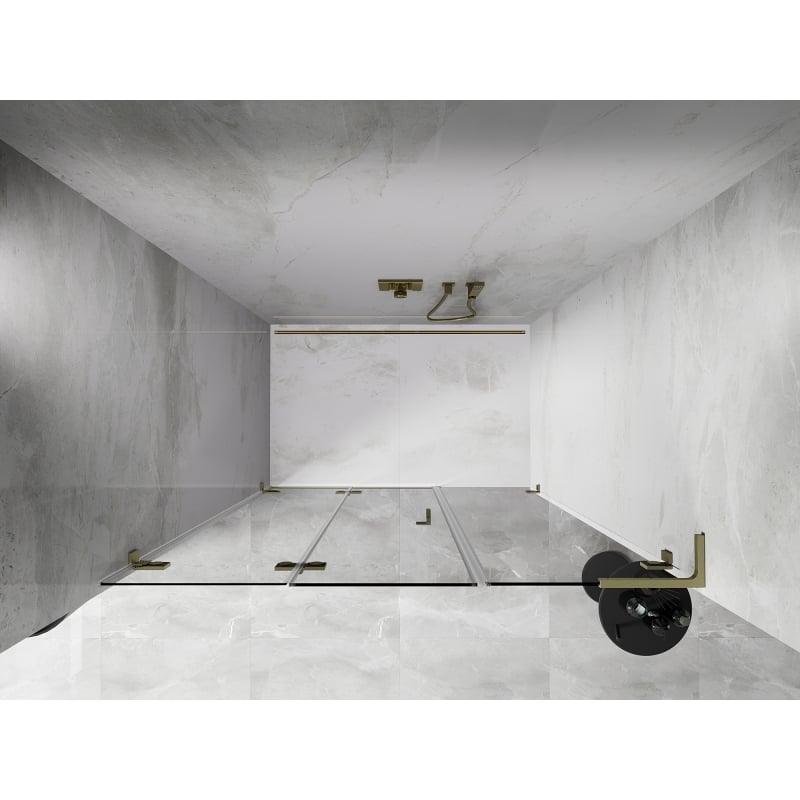 Mexen Lunar-F L vouwdeur voor douche links 150 cm, transparant, goud geborsteld - 836SL-150-050-55-00-L