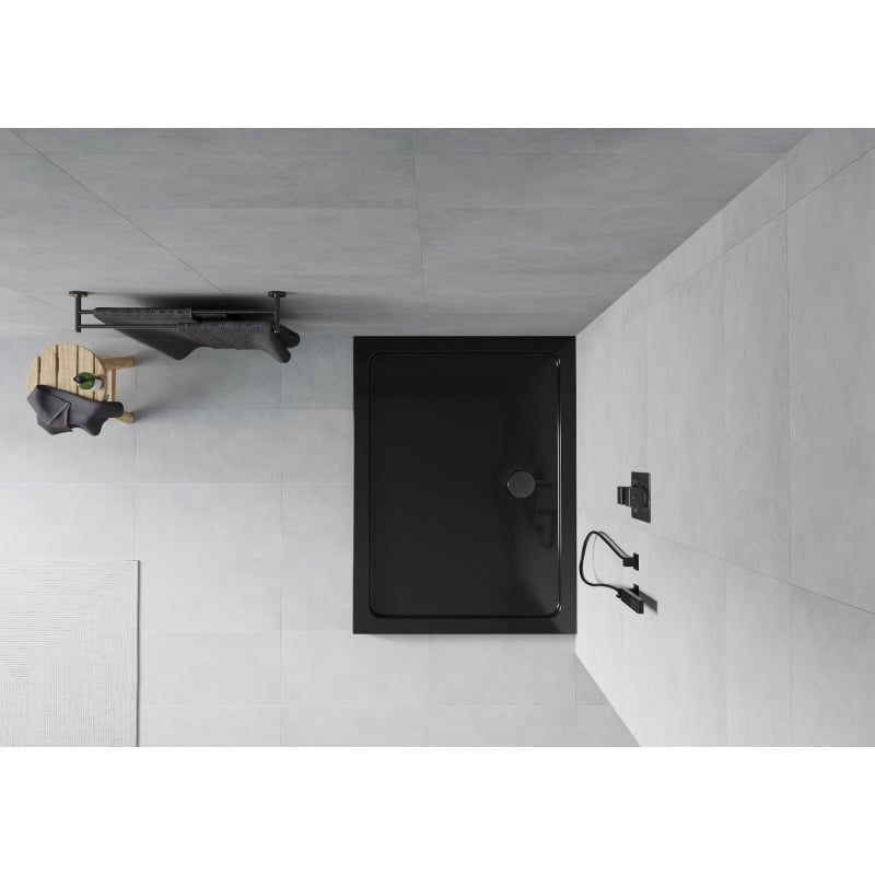 Mexen Flat ristkülikukujuline dušinurk slim 140 x 90 cm, must, must sifoon - 40709014B