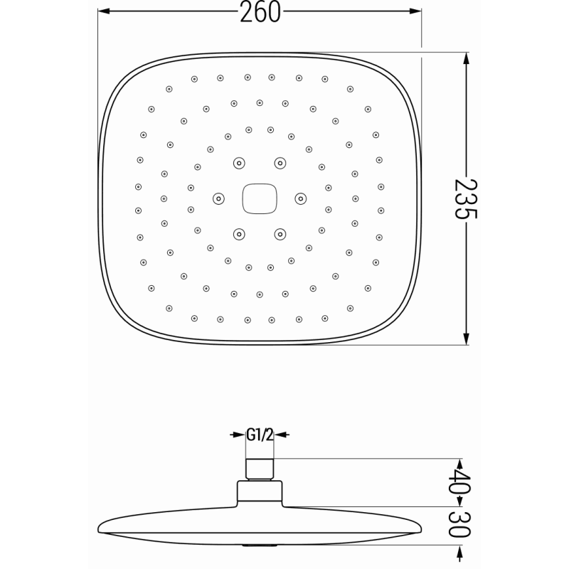 Mexen D-33 Rain Shower Head 23x23 cm, White/Chrome - 79733-02