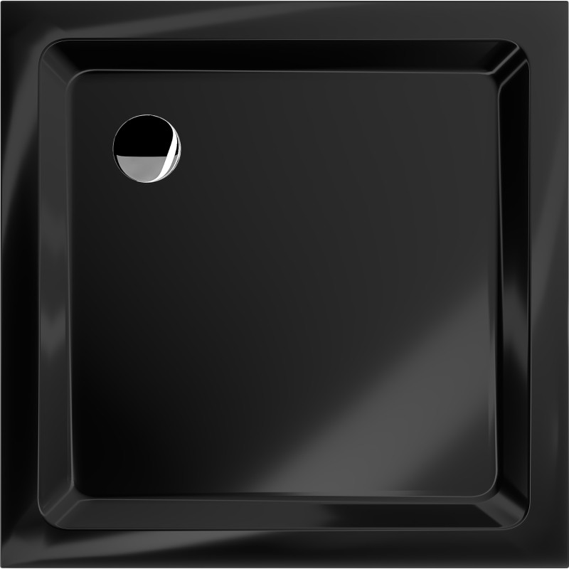 Mexen Flat Quadratische Duschwanne Slim 100 x 100 cm, schwarz, Siphon Chrom - 40701010