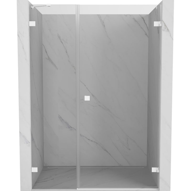 Mexen Lunar-B Duschdrehtr mit Rechtsanschlag 110 cm, transparent, weiß - 832S-110-050-20-00-P