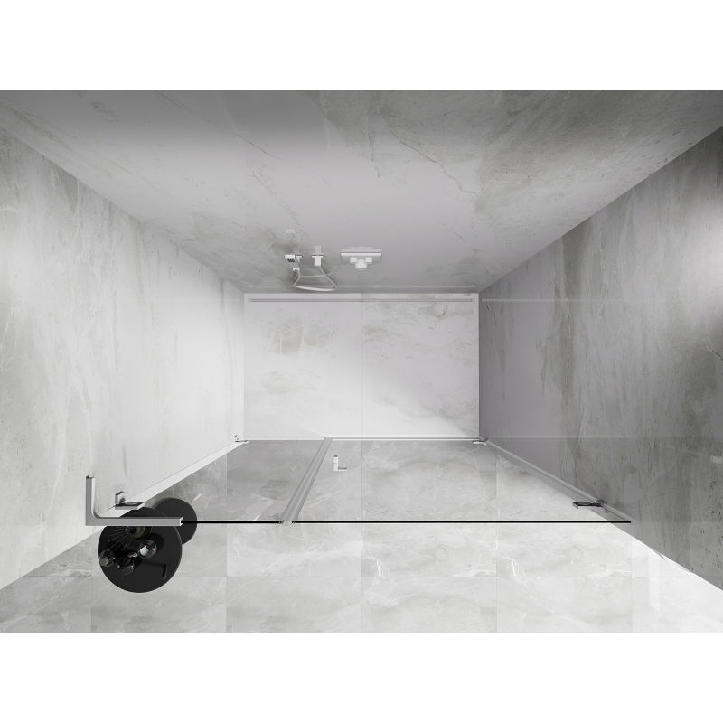 Mexen Lunar-B L Right Hinged Shower Door 110 cm, Transparent, White - 832SL-110-050-20-00-P