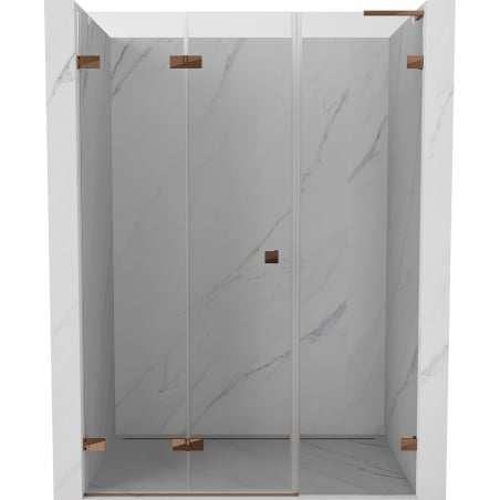 Mexen Lunar-F L drzwi prysznicowe składane lewe 140 cm, transparent, różowe złoto - 836SL-140-050-60-00-L