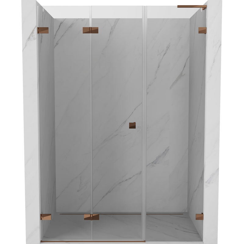 Mexen Lunar-F L faltbare Duschabtrennung links 145 cm, transparent, Roségold - 836SL-145-050-60-00-L