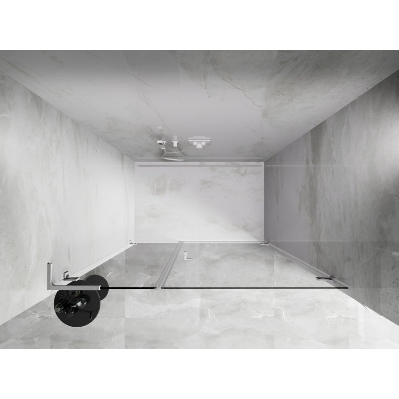 Mexen Lunar-B L porta de duche de abrir à direita 130 cm, transparente, branca - 832SL-130-050-20-00-P