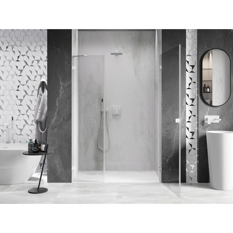 Mexen Lunar-B hinged-dušiuks tiivad parempoolsed 150 cm, läbipaistvad, valge - 832S-150-050-20-00-P