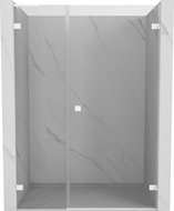 Mexen Lunar-B L Duschüren Schwenkbar rechts 150 cm, transparent, weiß - 832SL-150-050-20-00-P