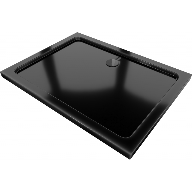 Mexen Flat brodzik prostokątny slim 130 x 100 cm, czarny, syfon czarny - 40701013B