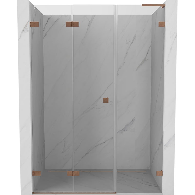 Mexen Lunar-F L Falttür-Duschtür links 115 cm, transparent, gebürstetes Kupfer - 836SL-115-050-65-00-L